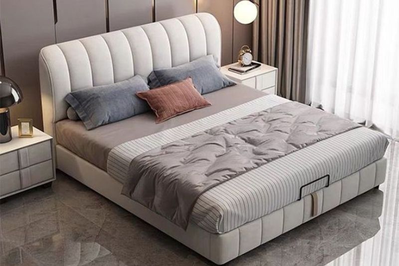 Leather bed upholstery